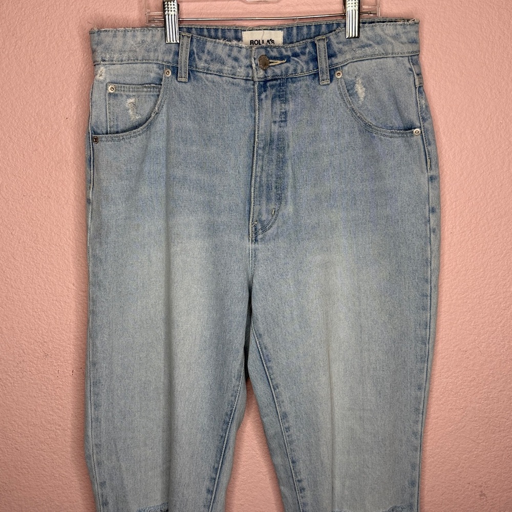 ROLLA’S Original Straight Light Wash High Rise Distressed Cropped Jeans. Size 30 - Picture 3 of 13